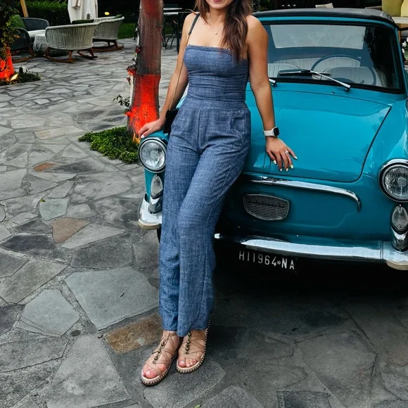 Sienna Sky Blue Wide Leg Pants - Picture 1 of 6